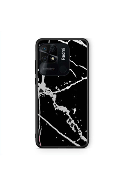 Other Xiaomi Redmi 10C Marble Cream Cracks Black Glossy Θήκη