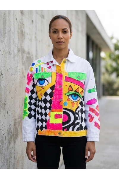 Rabiossa Women's Special Design Ethnic Denim Jacket