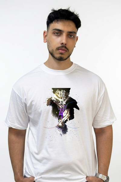 Anetos Gojo Satoru_78 Design Printed Oversize White T-Shirt