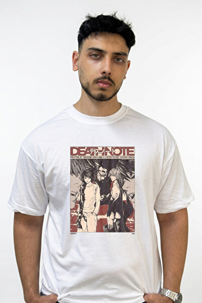 Anetos Death Note_13 Design Printed Oversize White T-Shirt