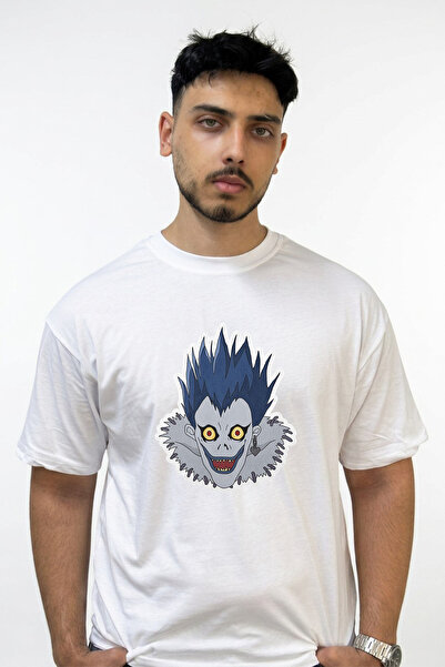 Anetos Ryuk Design Printed Oversize White T-Shirt