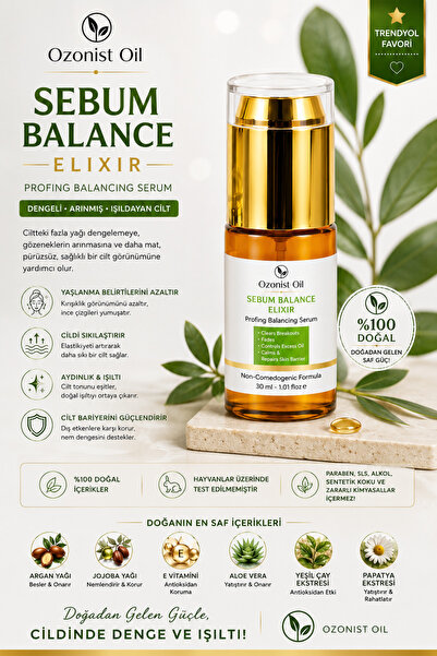 OZONİSTOİL Sebum Balance Elixir Sebum Dengeleyici Yüz Serumu 30 ml | Yağlı ve...