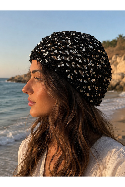 VELORA İthal Kroşe Pullu Saç Filesi - Bandana - Bere - Plaj Saç Aksesuarı