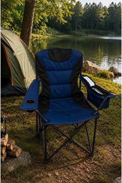 CEZVE HOME Katlanabilir Kamp Sandalyesi Bardaklıklı Cepli Outdoor Kamp Piknik...
