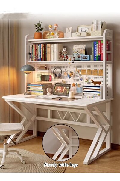 DOMEET Computer Desk Multifunctional Gaming Desk with Storage Shelves and Peg...