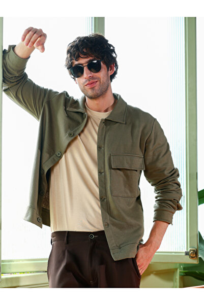 Campus Sutra By Styli Men Green Utility-Knit Jacket