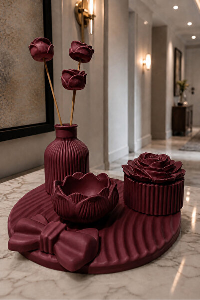 Gizem Design Products Fiyonklu Salon Seti (Bordo)