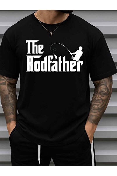 NOURAM Men'S Funny Rodfather Tee | Heavyweight T-Shirt with Fishing Rod and F...