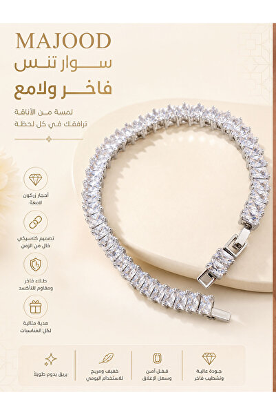 MAJOOD Luxury Zircon Tennis Bracelet for Women | Sparkling Crystal Adjustable...