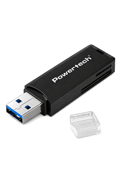 POWERTECH Αναγνώστης καρτών PT-1605 για SD & micro SD, USB 3.0, 5Gbps, μαύρο