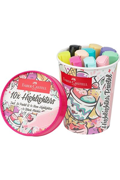 Faber Castell مجموعة أقلام تيكتسلينر آيس كريم باستيل فسفورية، 10 قطع