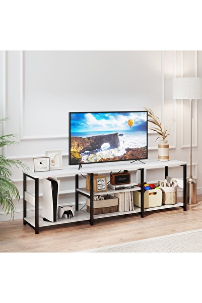 Bojasmiial Modern TV Stand with Open Storage Shelves for Living Rooms and Var...