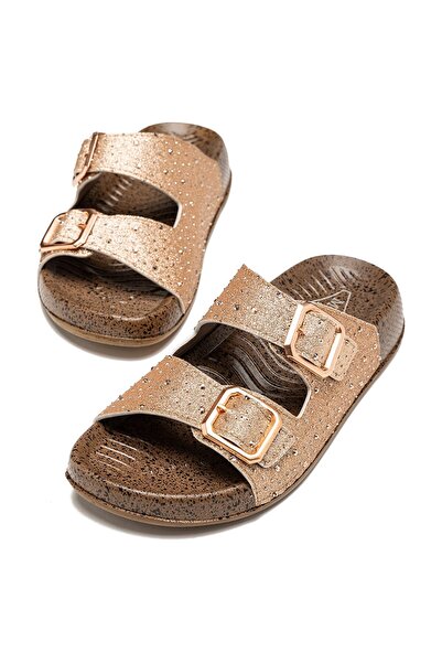 lady classy Women's Special Stone Embellished Buckle Slippers Stylish and Com...