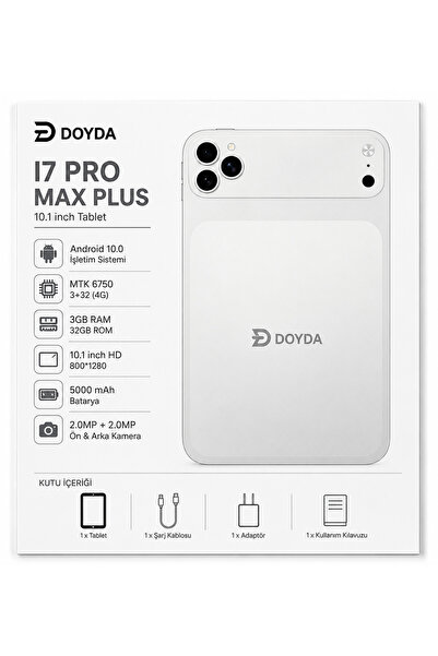 DOYDA Tablet – Beyaz I7 Pro Max Plus 10.1 İnç