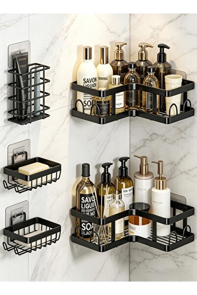 Pomefar 5 Pack Bathroom Shelf, Stainless Steel Bathroom Organiser, Shower Cad...