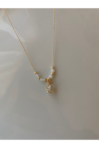 Anetta Jewelry Kadın altın renk aytaşı doğal taş altın kaplama kolye