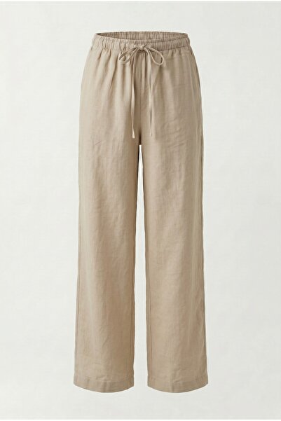 NOTHING Women's Wide-Legged, Elastic Waist, Drawstring, Flowy Linen Blend Tro...