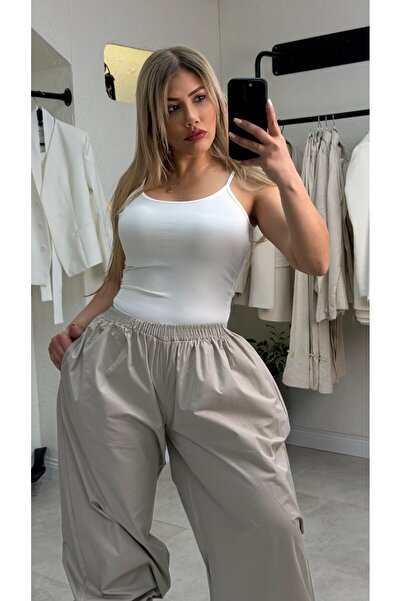 liya butik Beyaz Poliamid İp Askılı Atlet
