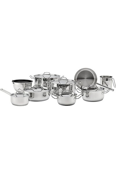 ELLE HOME 16 Piece Stainless Steel Cookware Set - 5 Ply Casseroles and Fry Pa...