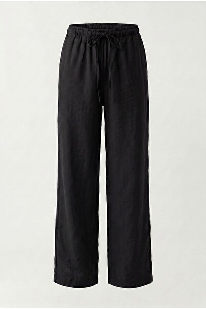 NOTHING Women's Wide-Legged, Elastic Waist, Drawstring, Flowy Linen Blend Tro...
