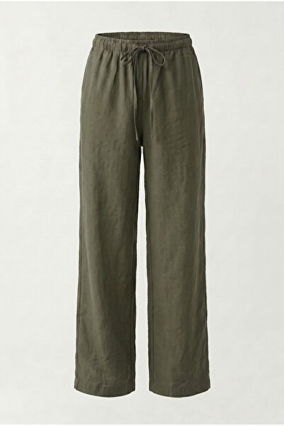 NOTHING Women's Wide-Legged, Elastic Waist, Drawstring, Flowy Linen Blend Tro...