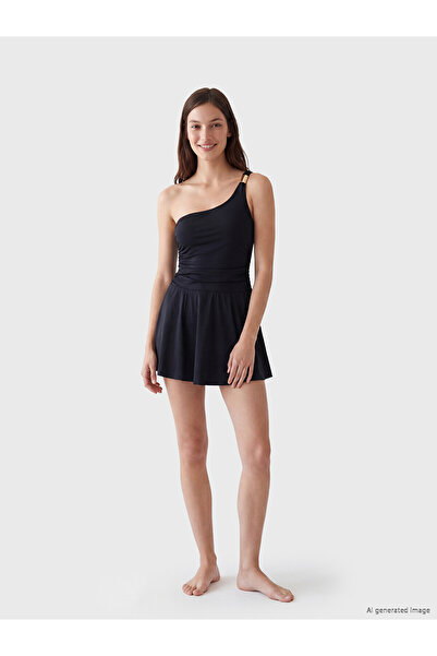 LC Waikiki Peak New Season One-Shoulder Women's Skirted Swimsuit