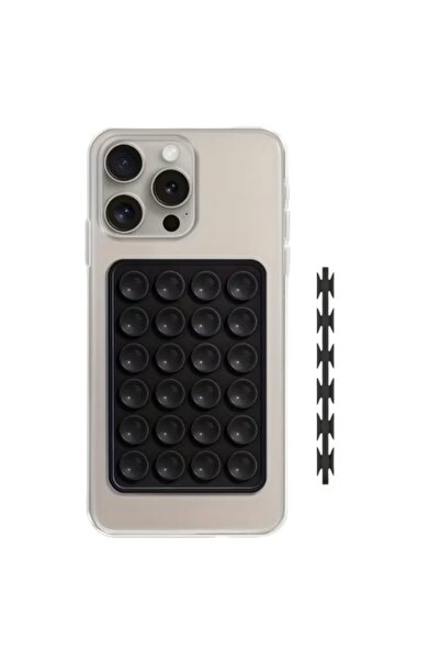lemontti Suport Silicon Duo cu ventuze pentru telefon Negru