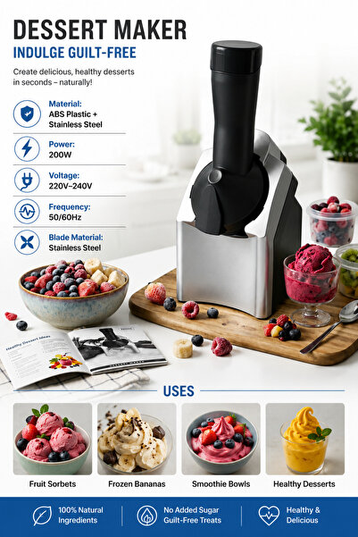 Baytix HOME 200W Dessert Maker Frozen Fruit Ice Cream Machine Healthy Sorbet ...