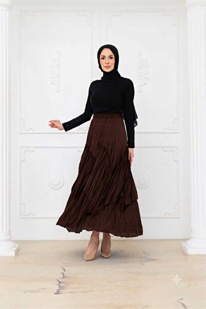 QUAWEAR Elastic Waist, Ruffle Detailed, Lined Premium Skirt