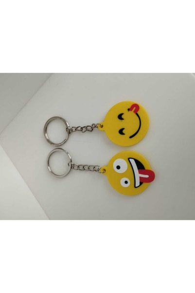 3D Layshop Set of 2 Crazy and Musical Emoji Keychains - Fun Kanka Combination Bag Ornament (4.2 cm)