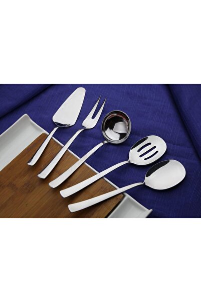 Elta Collection Luxury Stainless Steel Serving Set with Gold and Floral Desig...