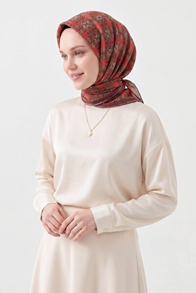 Silk Home Soft Scarf Minimal Motif Brown