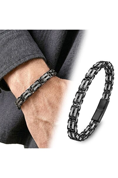 OGHAMAY Double Black-White 4mm King Model Steel Chain Men's Bracelet – Steel ...