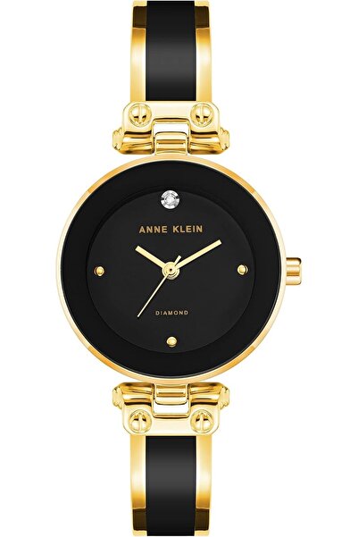 Anne Klein Women's Genuine Diamond Dial Bracelet Watch, Analog, Black Dial