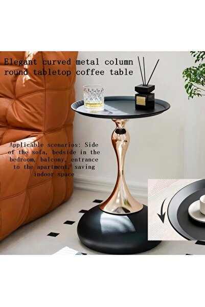 Shangxing Elegant curved metal column round tabletop coffee table, suitable f...