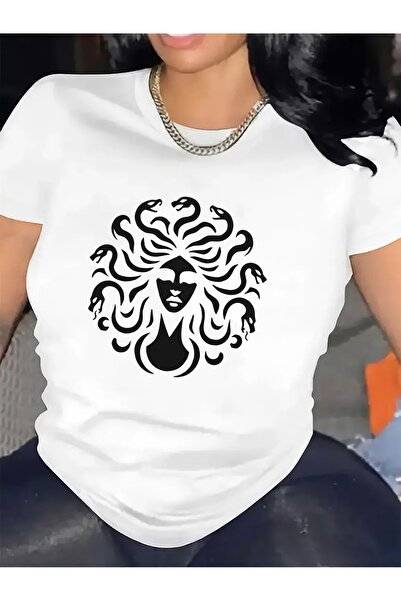 1001moda Short Sleeve T-Shirt with Medusa Design, Made of Durable cotton Fabr...