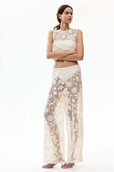 H&M Motif-detail net trousers