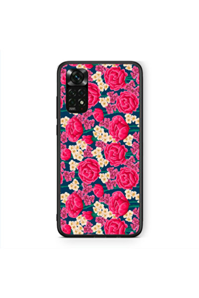 Other Xiaomi Redmi Note 11 Pro 5G Red and pink Flowers Black Glossy Θήκη
