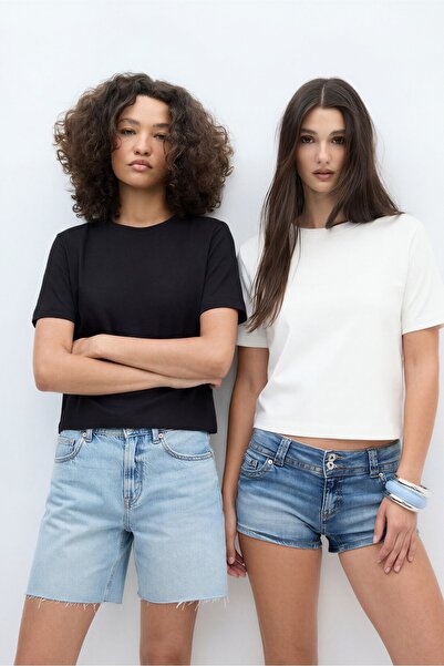 Stradivarius 2'li basic regular fit kısa kollu t-shirt paketi