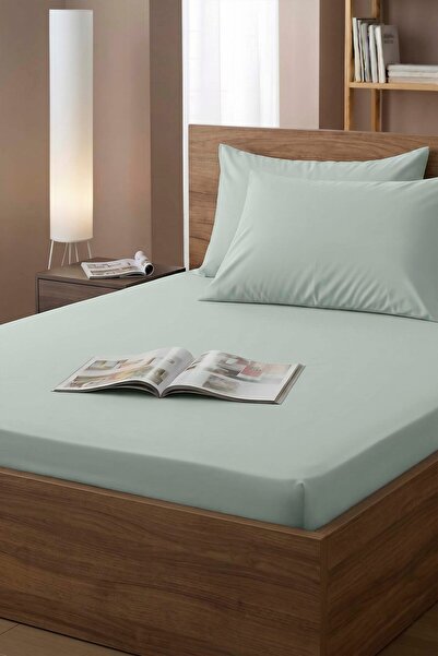 Rivaİstanbul Light Green Cotton Double Fitted Sheet 160X200