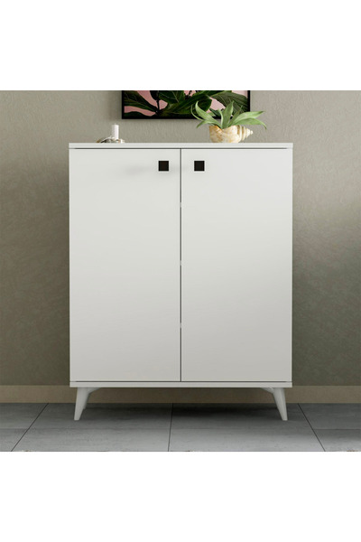 Eco Room Okyanus 2 Kapak 4 Raflı Ayakkabılık - Beyaz - 87,5x33x70 cm