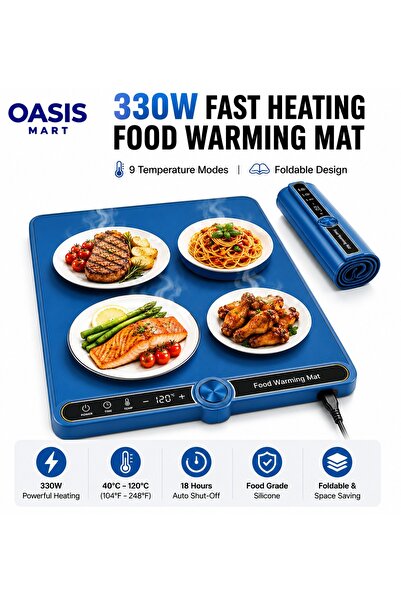 OASIS MART سجادة تسخين الطعام من السيليكون بقوة 330 واط، صينية تسخين كهربائية...
