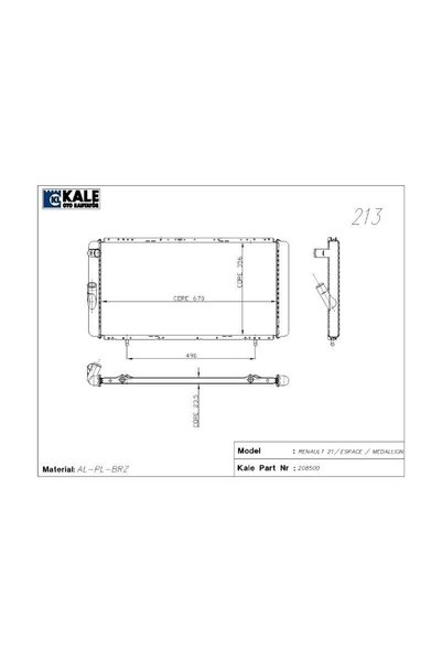 KALE RADYATÖR RENAULT R21 OPT/MNGR/CONC 1 SIRA ALÜMİNYUM BRAZİNG SİSTEM