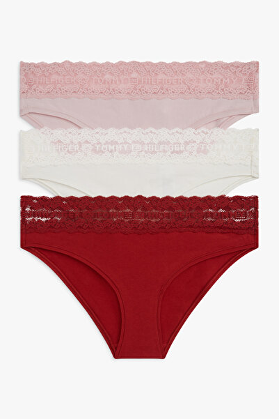 Tommy Hilfiger Women's 3 Pack Bonita Pink/Ivory/Dark Magma Panties