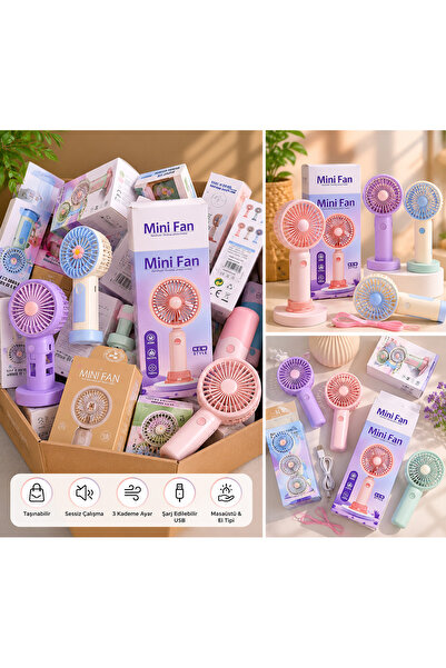 HAREN STORE Taşınabilir Mini Vantilatör – USB Şarjlı 3 Kademeli El Fanı