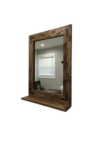 Cojom Oglindă Rustic1, lemn masiv, maro antichizat, înălțime 80cm, lățime 60cm