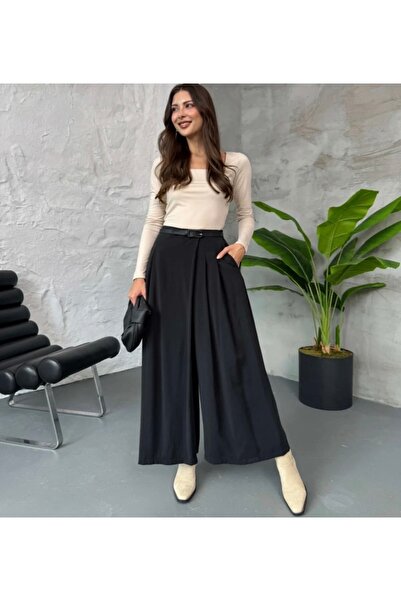 Haticepalas Pile Detailed Elastic Waist Skirt Trousers