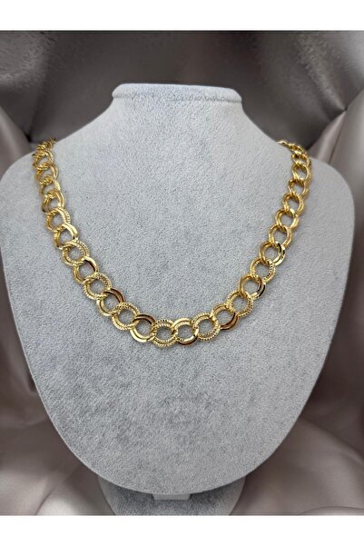 ZS Aksesuar Gold Color Double Ring Chain Necklace Women's Stylish Trendy Neck...
