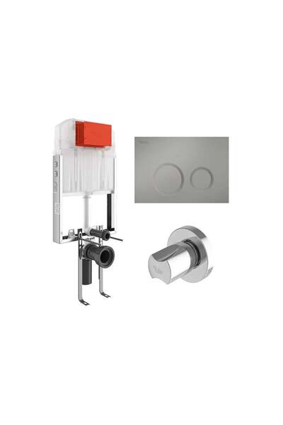 KALE Triton 3/6L Duvar İçi Gömme Rezervuar + Corro Mat Krom Panel + V100 Anka...