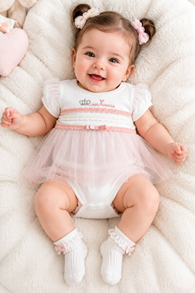 Babyhola Baby Girl with Tulle Skirt and Snap Fasteners Badi 20233